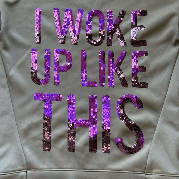 Juicy Couture I Woke Up Like This Gray Purple Sequin Sweatshirt Size XS - Picture 4 of 9